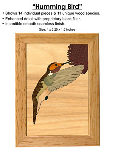 MarqArt Hummingbird Wood Art Gift Trinket Box & Jewelry Boxes - Handmade USA - Unmatched Quality - Unique, No Two are the Same - Original Work of