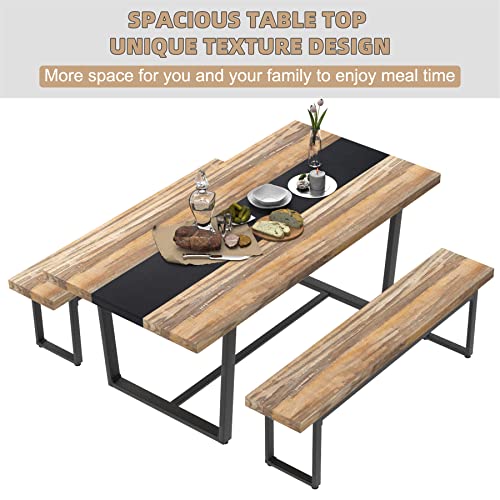 STHOUYN 71" 6ft Large Dinner Table for 6 8 Seat Dining Room Table, Rectangular Farmhouse Modern Kitchen Long Black & Brown Industrial Conference STHOUYN