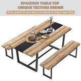 STHOUYN 71" 6ft Large Dinner Table for 6 8 Seat Dining Room Table, Rectangular Farmhouse Modern Kitchen Long Black & Brown Industrial Conference STHOUYN