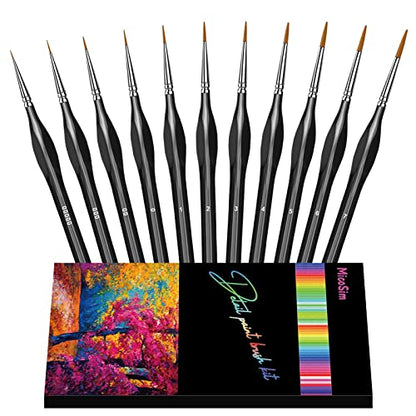 11Pcs Paint Brushes,Miniature Paint Brushes with Ergonomics Grip Handles,Detail Paint Brush Set for Fine Detailing & Art Painting - Acrylic,