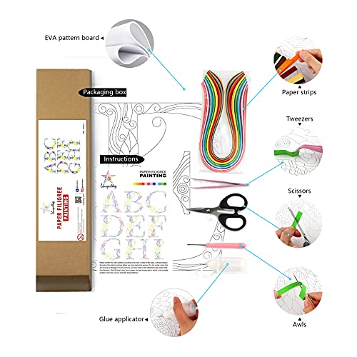 Uniquilling Quilling Kit Paper Quilling Kit for Adults Beginner, Handmade DIY Craft Quilling Paper Filigree Painting Kit Tools, Room Wall Art Decor Uniquilling