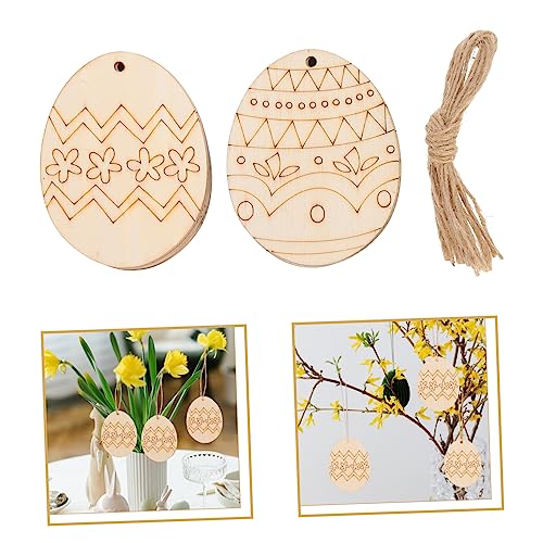 VOSAREA 60pcs Easter Egg Wooden Pendant Unfinished Easter Egg Cutout Eggs Wooden Slices Wood Easter Egg Ornaments Unfinished Wood Cutout to Easter VOSAREA