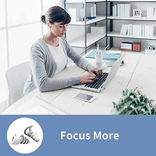 LIHOBI Noise Reduction Ear Plugs, NRR 40dB Ultra Comfortable Silicone Reusable Ear Plugs for Sleeping, Snoring Swimming, Studying, Concerts, Noise LIHOBI