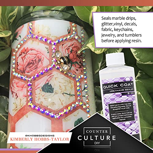 Counter Culture DIY Clear Quick Coat Sealer for Resin Art, 8 oz Bottle, Epoxy Supplies for Coating & Casting, Tumblers, Keychains, Jewelry, No VOC Counter Culture DIY