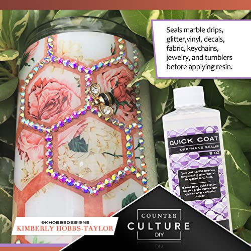 Counter Culture DIY Clear Quick Coat Sealer for Resin Art, 8 oz Bottle, Epoxy Supplies for Coating & Casting, Tumblers, Keychains, Jewelry, No VOC - WoodArtSupply