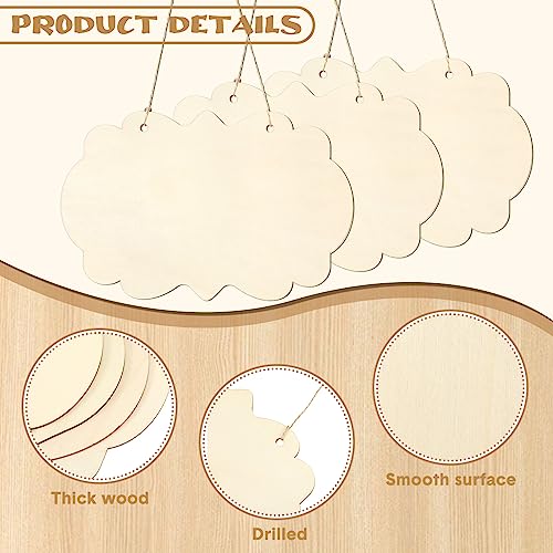 Soaoo 30 Pcs Unfinished Wood Sign Blank Wood Blanks Wooden Plaque for Craft Oval Hanging Wood Sign 9 x 6 in Rectangle Shaped Wood Plaque Wood