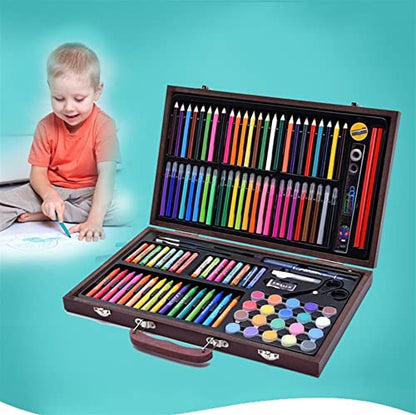 SMSOM Art Supplies, Wooden Art Set Crafts Drawing Painting Kit, Portable Art Case Art Kit Includes Oil Pastels, Crayons, Colored Pencils, Gift for - WoodArtSupply