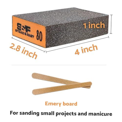 Sanding Sponge, 60 80 120 220 Coarse Medium Fine Grit Sanding Block, Sander Sponges for Drywall Metal, Sandpaper Sponge Sanding Blocks for Wood 4 Pcs