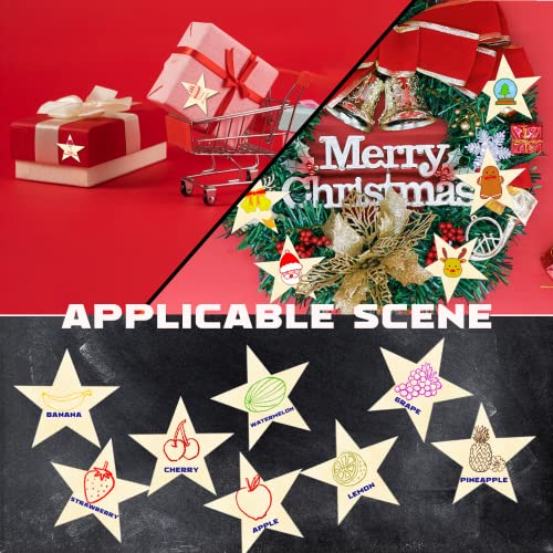Hion Wooden Stars, 100 Pcs 2 inch Unfinished Wood Pieces - Christmas Blank Cutouts Ornaments - Ideal for Craft Projects, Christmas Party and Wedding Hion