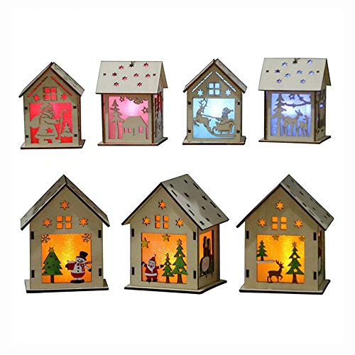 QIAONIUNIU Wood Craft Kits Unfinished Small Houses 3D Cutting Wooden Puzzle Toy for Kids and Adults Build Your Own Perfect Decoration-Including 7 pcs - WoodArtSupply