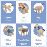 TEKOR Bendable Wooden Animal Toys, Set of 12 | Fun & Posable Farm & Jungle & Safari Animals for Toddlers | Preschool Montessori Toy, Smooth Natural TEKOR