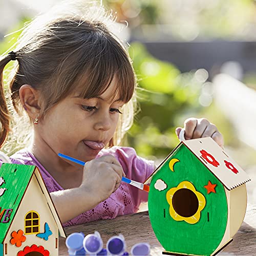 Lifynste 3 Pack Bird Houses for Outside, DIY Bird House Wind Chime Kit, Bird House Kits for Children to Build, Wooden Bird Houses to Paint, Wooden