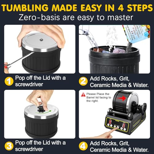 Rock Tumbler for Adults, Professional Large 2.5LB Capacity, 3-Speed Motor & 9-Day Timer, Hobby Rocks Polisher, STEM Science Kit for Geology GITSENSE