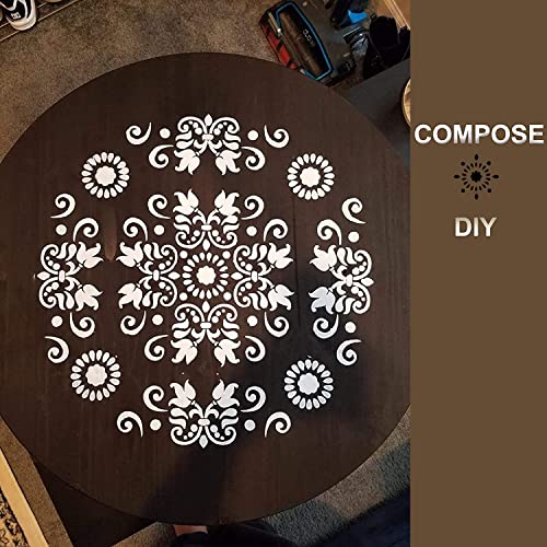 HELLATHUND 6pcs Reusable Tile Stencils 8x8 Inch, Mandala Stencils Painting, Stencils for Painting Floors, Wall Stencils for Painting - WoodArtSupply