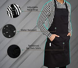 RUVANTI Work Aprons for Men/Women with Pockets - Adjustable up to XXL - Professional Grade Durability - Black Apron for Barber, Chef, BBQ, Kitchen, RUVANTI