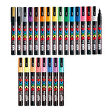 Posca Paint Marker FULL RANGE Bundle Set , Mitsubishi Poster Colour ALL COLOR Marking Pen Fine Point 24 Colours ( 17 Standard & 7 Natural ) Japan uni