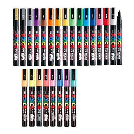 Posca Paint Marker FULL RANGE Bundle Set , Mitsubishi Poster Colour ALL COLOR Marking Pen Fine Point 24 Colours ( 17 Standard & 7 Natural ) Japan uni