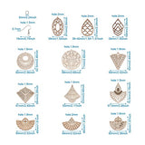 48pcs Unfinished Wooden Filigree Earring Making Kits 12 Styles Undyed Natural Wood Antique Hollow Dangle Charm Beads for DIY Earrings Pendants Making PandaHall