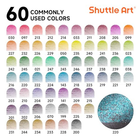 Shuttle Art 60 Metallic Colored Pencils, Colored Pencils for Adult Coloring, Soft Core Coloring Pencils in Gift Tin Box, Color Pencils for Kids Shuttle Art