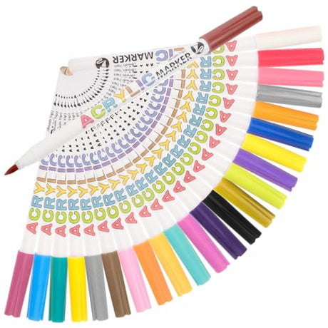 VICASKY 24 Colors Acrylic Paint Pens Markers Set Extra Fine Tip Point Paint Pensfor Mug Ceramic Glass Wood Fabric Canvas Metal Painting DIY Crafts & VICASKY