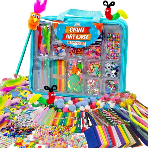 Arts and Crafts Supplies for Kids - 1600+Pcs Craft Kits for Kids - DIY School Craft Project for Kids Age 4 5 6 7 8-12 Gifts for Girls and Boys Crafts - WoodArtSupply