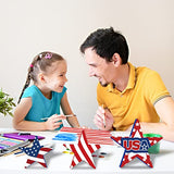 Whaline 3 Sizes 4th of July Wooden Stars Cutouts Patriotic Wooden Stars Unfinished Blank Slice Ornament for Independence Day Christmas Farmhouse Home Whaline