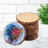 60 PCS 4.7-5.5 Inch Natural Wood Slices, Unfinished Pine Wood Circles with Barks for Coasters, DIY Crafts, Christmas Rustic Wedding Ornaments and GNIEMCKIN