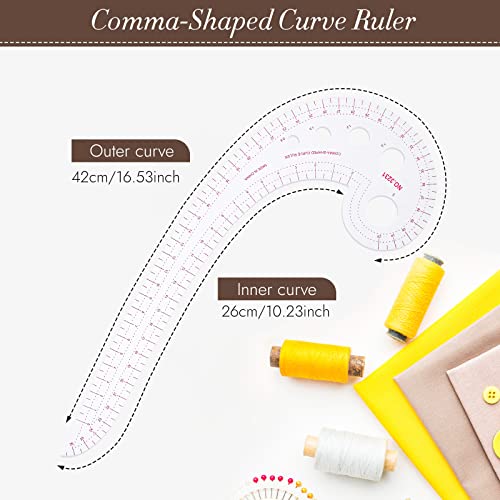 UTENEW French Curve Ruler Sewing, Comma Shaped 42cm Drawing Template Tool, Drafting Clothes Sleeves 2 Pack okdeals