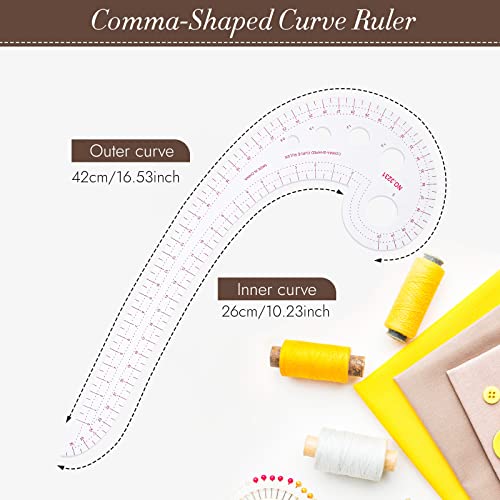 UTENEW French Curve Ruler Sewing, Comma Shaped 42cm Drawing Template Tool, Drafting Clothes Sleeves 2 Pack - WoodArtSupply