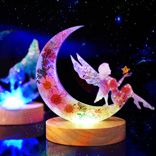 LET'S RESIN Resin Molds, Crescents Moon Molds, Epoxy Molds, Silicone Molds for Epoxy Resin, Wolf with Moon, Cat with Moon, Unicorn with Moon