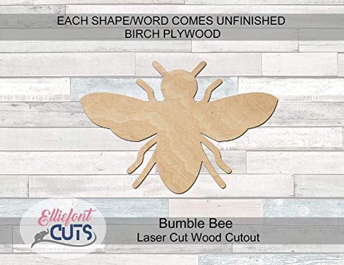 Bumble Bee Wood Cutouts for crafts, Laser Cut Wood Shapes 5mm thick Baltic Birch Wood, Multiple Sizes Available Elliefont Styles