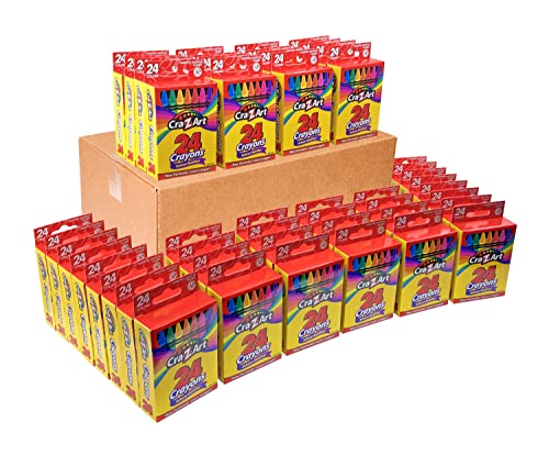Cra-Z-Art Crayons Bulk Pack School Supplies, 24 Count Crayon Box Pack of 48 Individual Crayon Boxes Cra-Z-Art