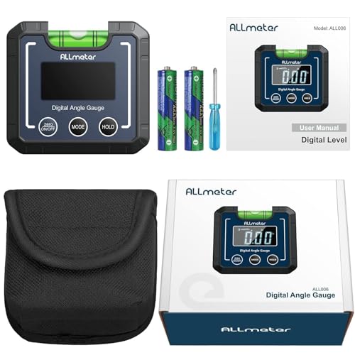 ALLmeter 0-360°(4 * 90°) Digital Angle Finder Level Magnetic Electronic Gauge Inclinometer Protractor Tool with Bubble Level and Magnetic Base LCD - WoodArtSupply