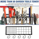 Garden Tool Organizer for Garage, Garden Tool Rack, Up to 58 Long Handled Tools, Yard Tool Holder for Garage, Shed, Outdoor, Tool Stand, Black Kingarage