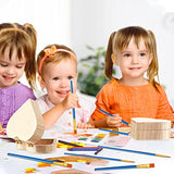 Unfinished Unpainted Wooden Box Treasure Chest with Art Brushes Wood Heart Shaped Natural Pine Box Wooden Heart Box with Hinged Lid for DIY Art Craft Taiyin