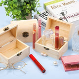 ADXCO 4 Pieces Unfinished Wood Treasure Chest Pine Wood Box with Hinged Lid Wooden Mini Treasure Box for DIY Crafts Art Hobbies Projects Jewelry Gift ADXCO