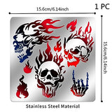 ORIGACH 6x6 inch Metal Skull Stencil Fire Skull Pyrography Stencils Template for Halloween Wood Carving, Drawings and Woodburning, Engraving and ORIGACH