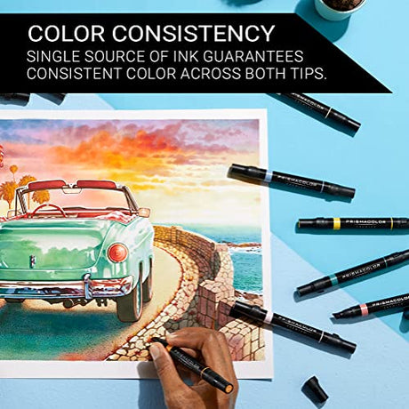 Prismacolor Premier Double-Ended Art Markers, Fine and Chisel Tip, 72 Pack Prismacolor