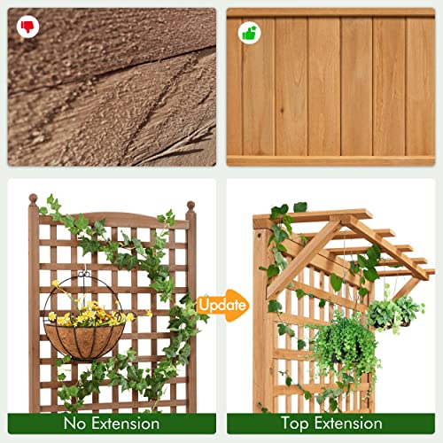 Yaheetech 72″ H Horticulture Garden Planter with Trellis for Vine Climbing Plants Garden Box Outdoor w/Drainage Holes Raised Garden Bed Garden Yaheetech