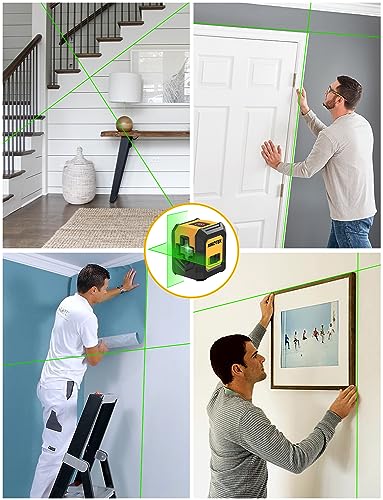 Nikotek Laser Level Self-Leveling Green Beam Horizontal and Vertical Cross-Line Laser for Home Decoration Carrying Pouch, Battery Included Nikotek