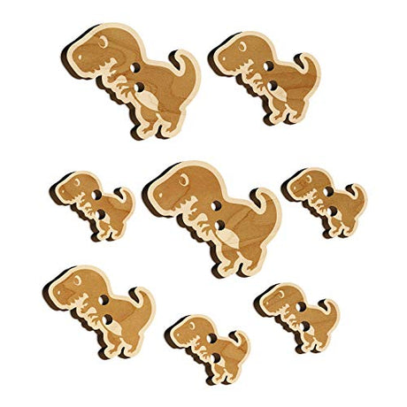 Cute Tyrannosaurus Rex Dinosaur Wood Buttons for Sewing Knitting Crochet DIY Craft - Large 1.25 Inch (5pcs) Sniggle Sloth