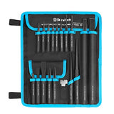 DURATECH 18 Piece Punch/Chisel/Alignment Tool Set, Including Pin Punch, Center Punch, Nail punch, Alignment Tool, Cold Chisel, Chisel Gauge, for DURATECH