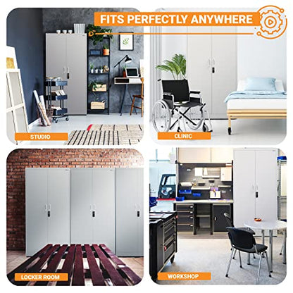 METALTIGER Office Metal Storage Cabinet Wardrobe - Metal Storage Locker with Locking Doors, Adjustable Shelf Height & Position, Removable Hanging