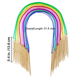 Bamboo Knitting Needles Set, Exquiss 18 Pairs Circular(31.5”) Wooden Knitting Needles with Colored Plastic Tube, 36PCS Single Pointed Bamboo Knitting EXQUISS