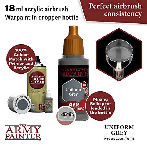 The Army Painter Warpaint Air Uniform Grey - Acrylic Non-Toxic Heavily Pigmented Water Based Paint for Tabletop Roleplaying, Boardgames, and Wargames The Army Painter
