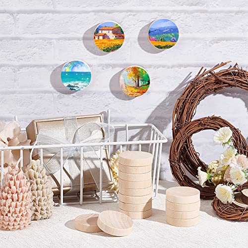 OLYCRAFT 50Pcs Unfinished Natural Wood Slices Burlywood Wooden Round Pieces 1.5 inch Blank Natural Wood Circle Cutouts Wood Blank Circles for DIY OLYCRAFT