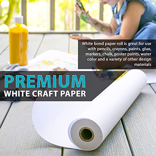 Made in USA White Kraft Paper Wide Jumbo Roll 48" x 1200" (100ft) Ideal for Gift Wrapping, Art &Craft, Postal, Packing Shipping, Floor Protection, - WoodArtSupply