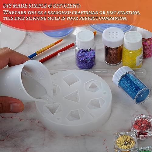 DND Dice Mold for 7 Polyhedral Sharp Edge Dice Set - Reusable Silicone Dice Making Mould with Resin Casting Tools - Custom Your Dice Molds for BiiSaa