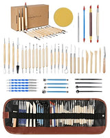 TEMONTIAN Pottery Clay Sculpting Tools，44Pcs Double Sided Polymer Clay Tools, Ceramic Clay Carving Tool Set with Carrying Case Bag for Beginners, TEMONTIAN