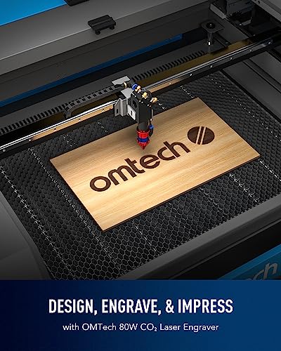 OMTech 80W CO2 Laser Engraver with Water Chiller, 20x28 Inch Laser Engraving Cutting Etching Machine with Autofocus Autolift 4 Way Pass Air Assist, OMTech